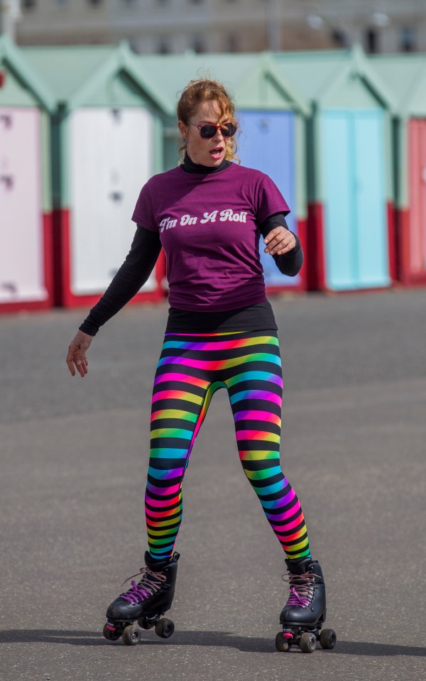 A brightly-dressed skater rolled along the prom in Hove