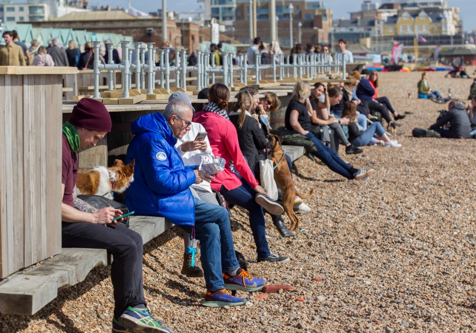 The seafront in Hove, East Sussex was busy as locals made the most of the weather