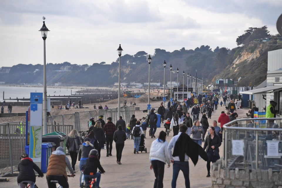 The seafront in Bournemouth was packed with families today