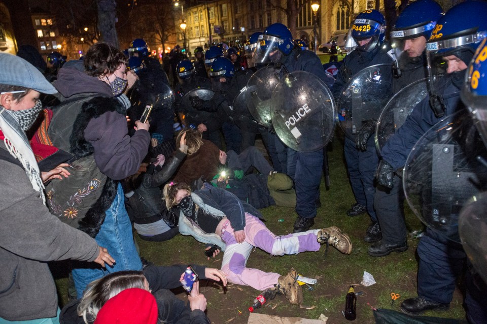 Fourteen people were arrested following last night's protest