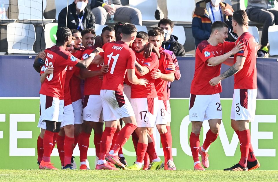 Switzerland celebrate their bizarre late winner from Dan Ndoye