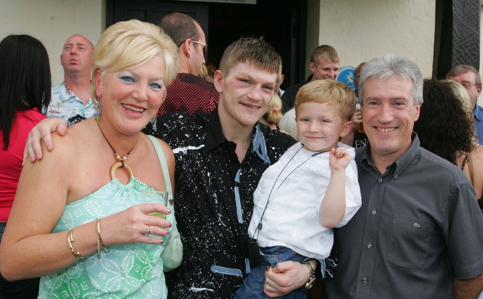 Ricky, pictured with Campbell and his mum and dad, became the nation’s hero