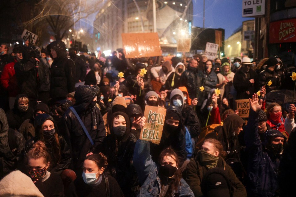 Protesters gathered in Bristol for a third night this week