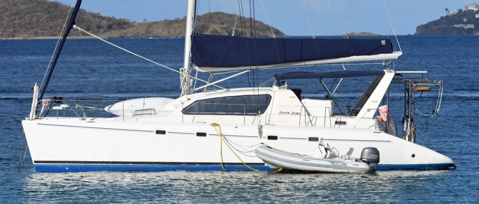 Bane's £500,000 yacht was anchored at Frank's Bay on the island of St John for the past few weeks