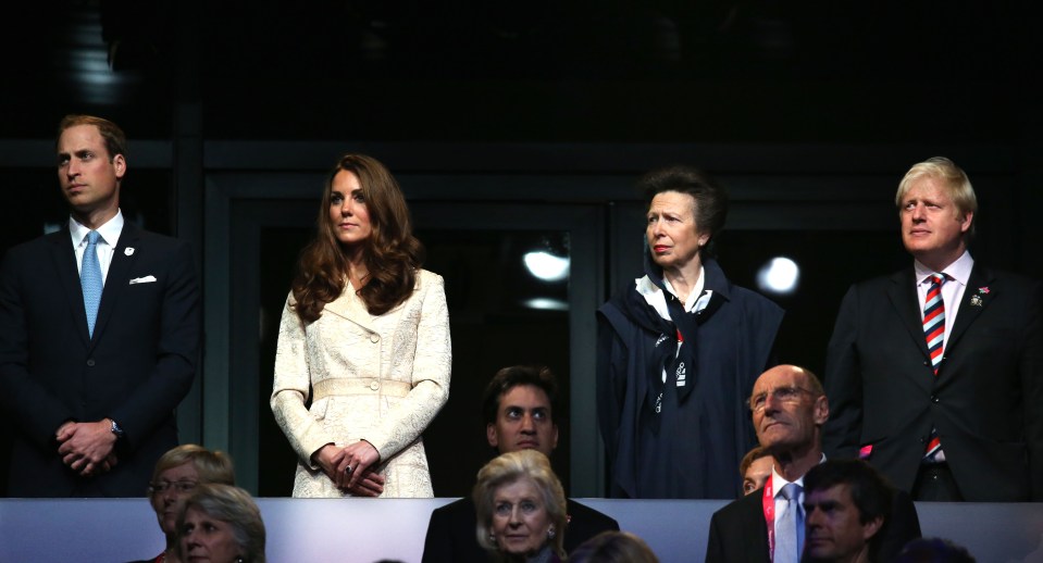 The then London Mayor was pictured with Princess Anne, Prince William and Kate