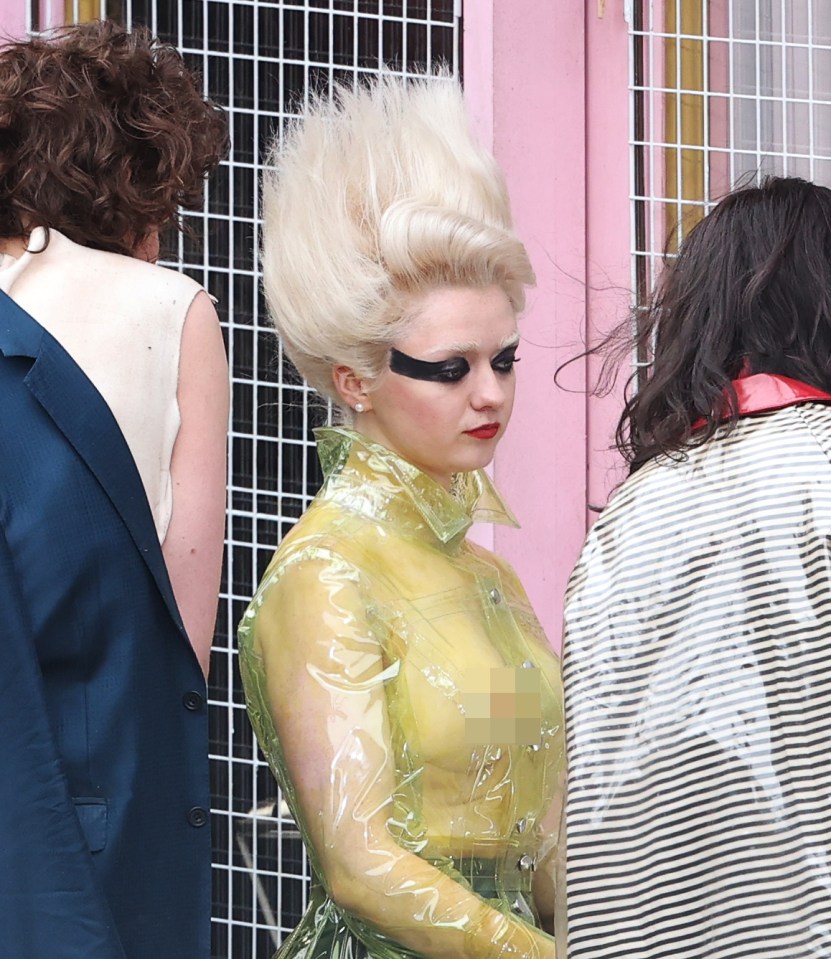 Maisie Williams gets into character on the set of the Sex Pistols TV series