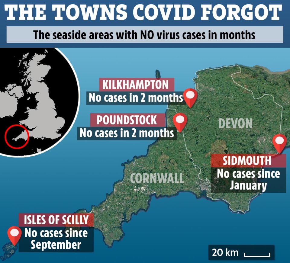 The Isles of Scilly and areas of rural north Cornwall haven't seen an infection in even longer