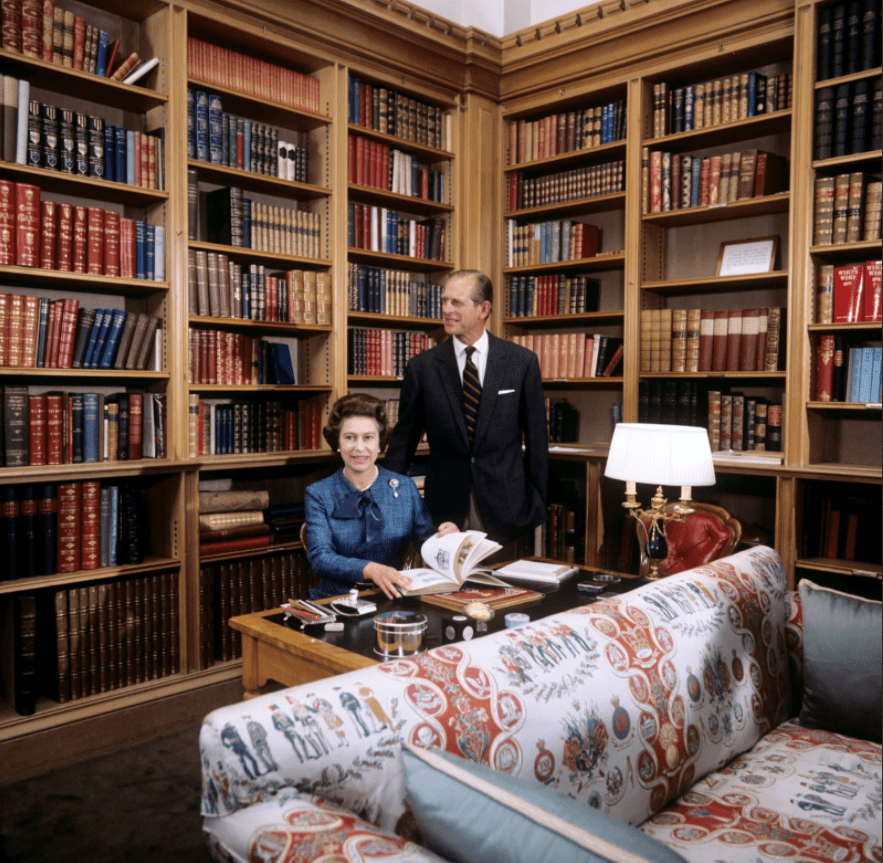 The Palace today released a photo of the Queen and Philip at Balmoral in 1976 to mark World Book Day