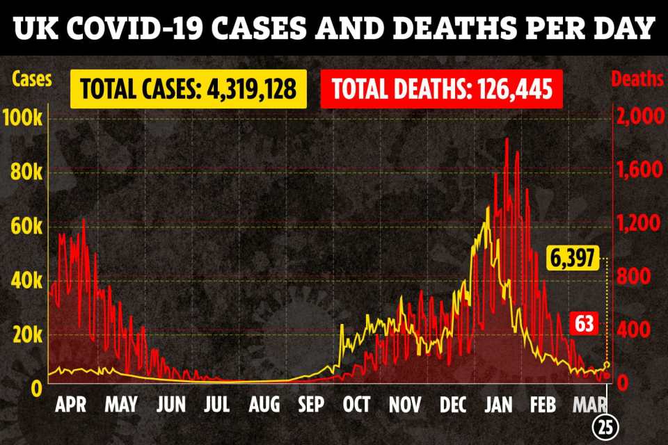 Internal Government projections reveal deaths are predicted to drop below 20 per day acorss the UK in the weeks to come