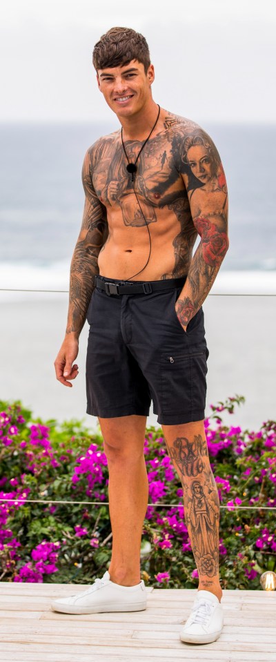 Heavily-tattooed Adam combines modelling with plastering houses