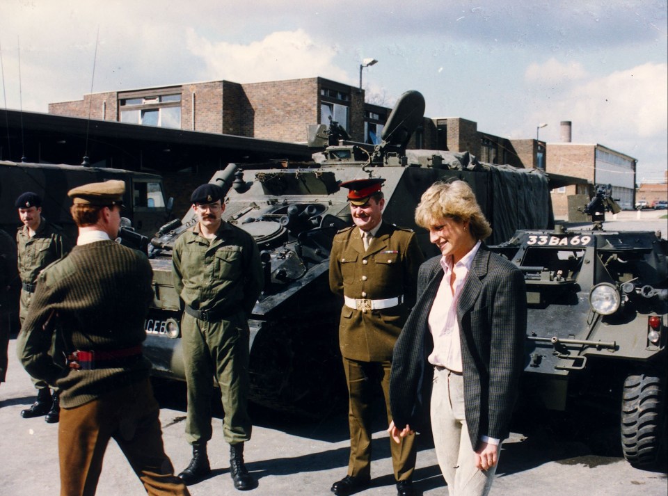 Major James Hewitt and Diana at Combermere Barracks, Windsor, in 1989