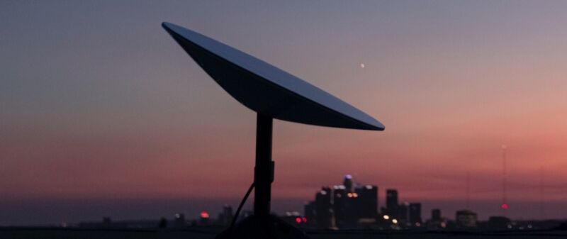 Artist impression of a Starlink satellite dish