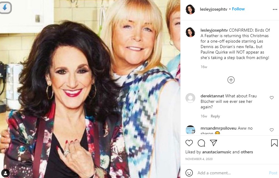 Lesley cropped out Pauline from a Birds Of A Feather announcement last year