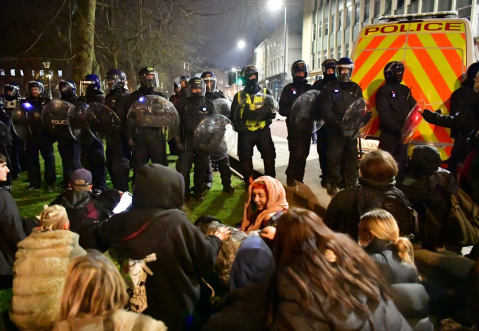 Three people were arrested following protests in Bristol