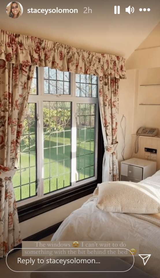 Huge windows let in plenty of natural light in her new bedroom