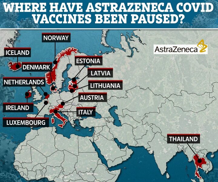 The countries where AZ's vaccine has been paused