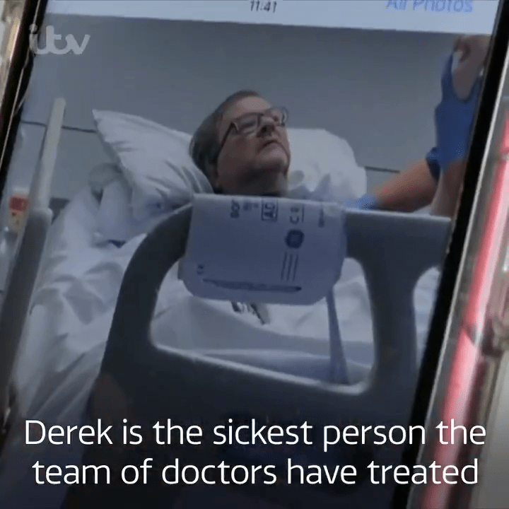 The 53-year-old is shown in hospital for the first time in Kate Garraway: Finding Derek