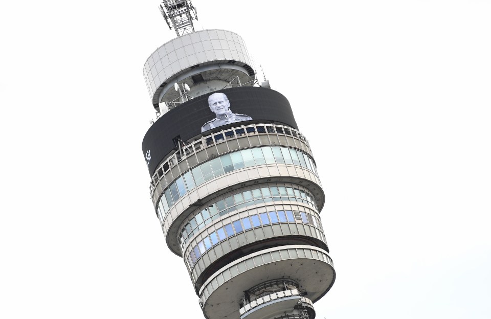 The iconic BT tower in London lit up in his memory