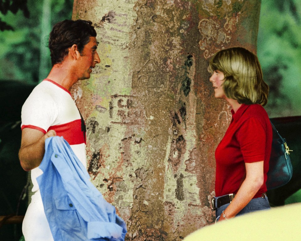 Charles talking to Camilla Parker Bowles at a Polo Match in 1975