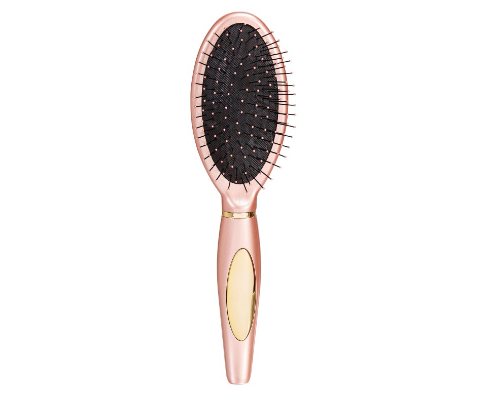 The stylish pink hairbrush will set you back a fiver