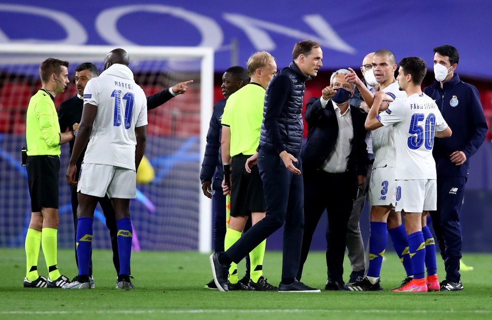 Players of both teams had to be separated as they squared up to each other on the pitch at the final whistle