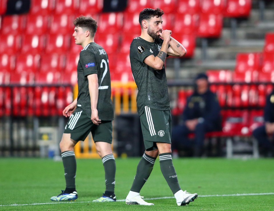 Bruno Fernandes celebrated after his penalty all-but sealed the quarter-final tie