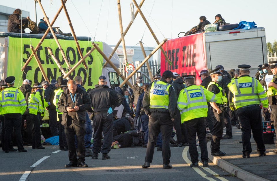 The Home Secretary said the protesters were 'disruptive and dangerous', describing their actions as an attack on the free Press