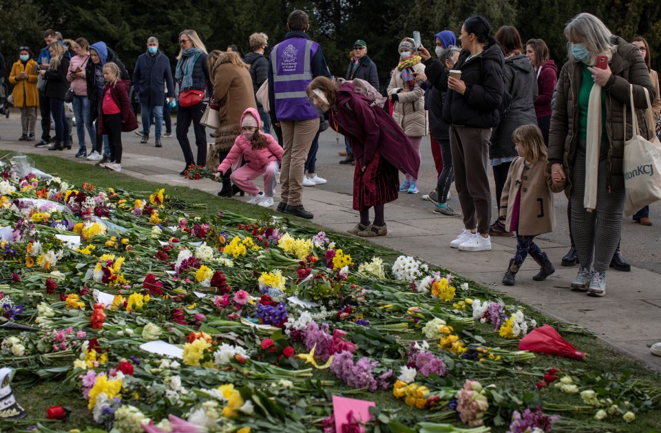 Members of the public laid flowers outside the Castle