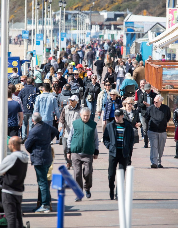 Bournemouth's beaches were also full as Brits headed out in the sunshine