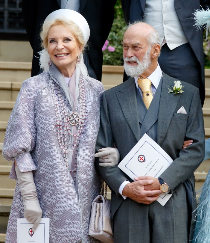 Princess Michael of Kent and Prince Michael of Kent attend the wedding of their daughter Lady Gabriella Windsor with Thomas Kingston in 2019