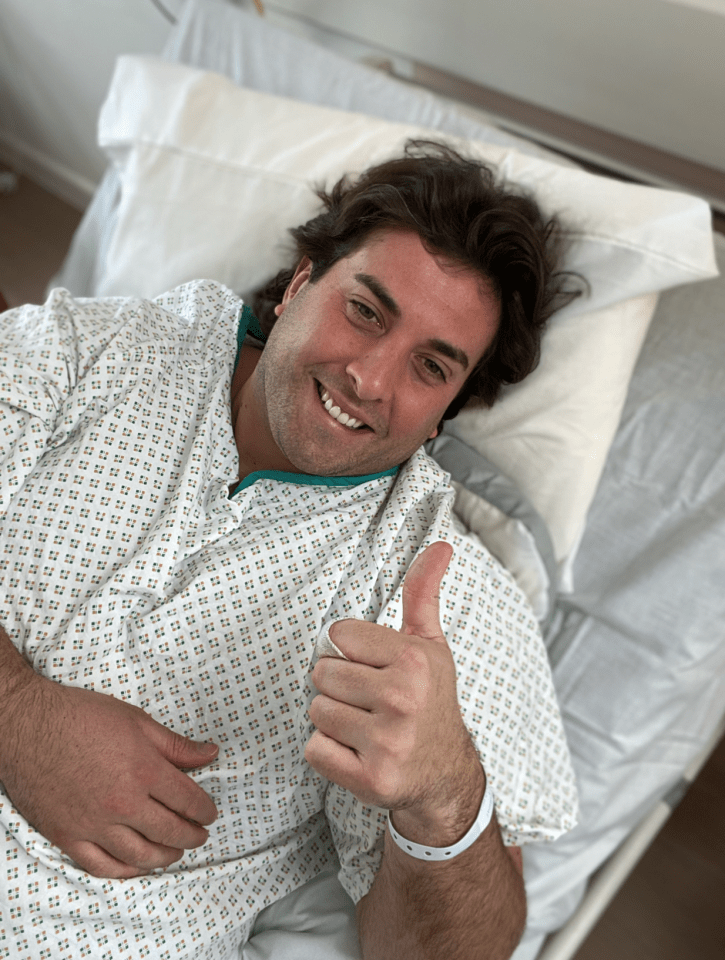 Arg pictured in his hospital bed - he says he has been vomiting blood and can't fart since the op