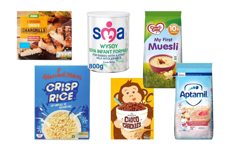 Supermarkets are recalling a wide range of items including cereal and baby milk