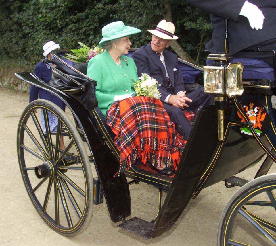 Here’s another carriage shot, but one with a difference. It was taken on the peaceful isle of Sark in the Channel Islands, where cars are banned. So during their official visit, the Queen and Prince Philip had to rely on the local transport – a traditional horse and cart – to get around