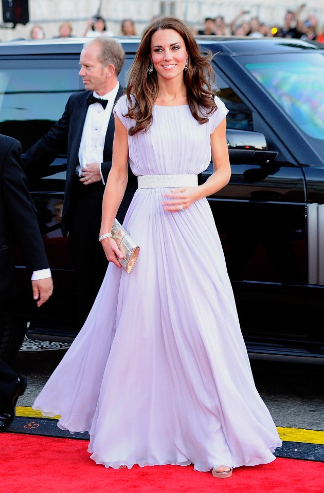 Giving Tinseltown a run for its money, Kate steps out in this lilac Alexander McQueen customised gown for a Bafta event in Los Angeles in 2011