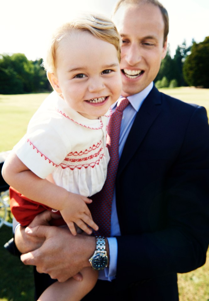 Helping hand . . . William and George in 2015 on the day of Charlotte’s christening