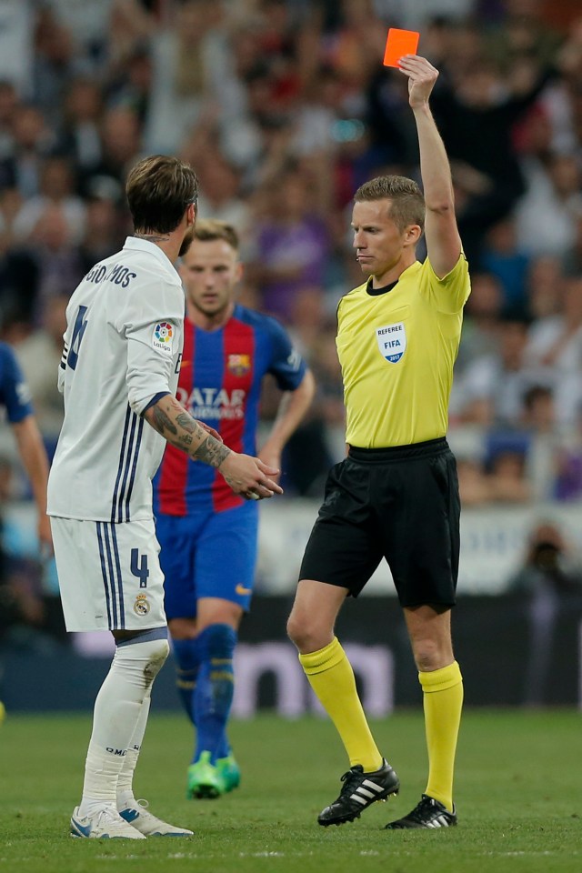 The Real skipper has picked up five red cards in El Clasicos down the years