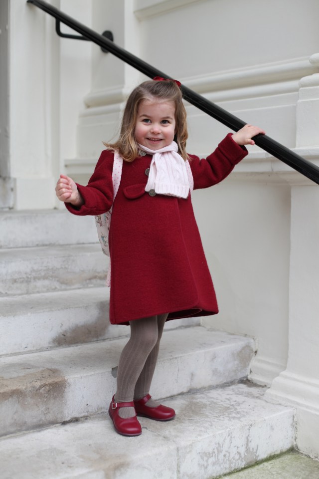 Stepping up . . . Charlotte on her first day of nursery in January 2018