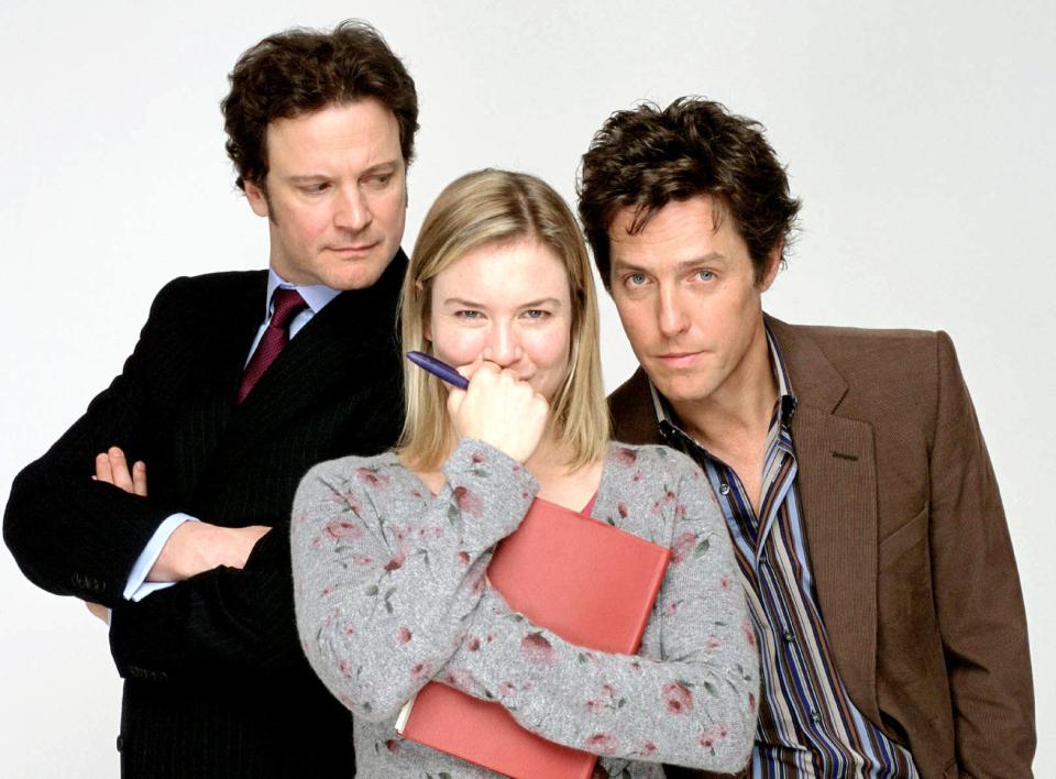 Bridget Jones's Diary hit our screens twenty years ago, starring Colin Firth (left), Renee Zellweger (centre) and Hugh Grant (right)