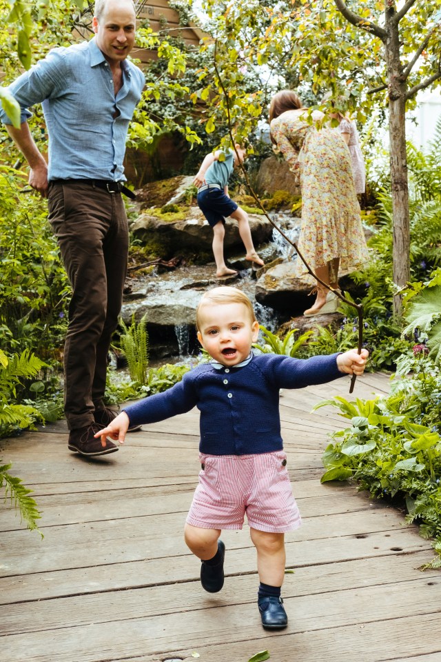 Leg it . . . little Louis at the Chelsea Flower Show in 2019