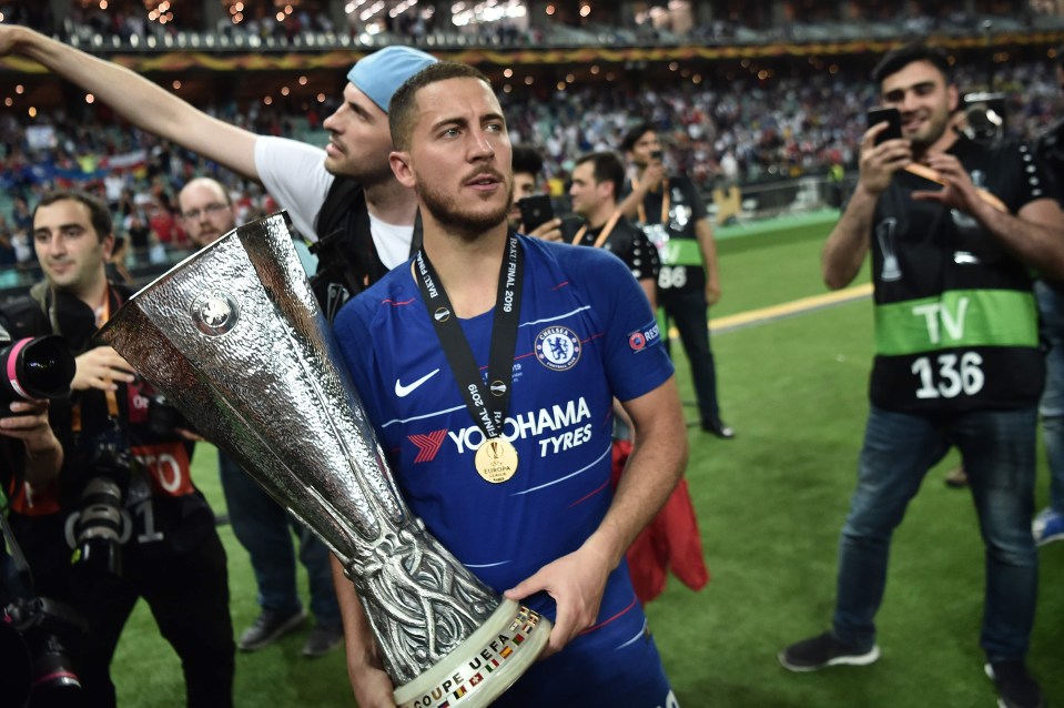 Hazard lifted the Europa League in his last game for Chelsea