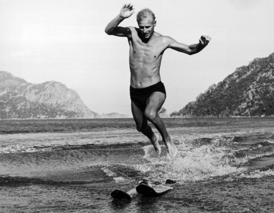 Water skiing in Turkey in 1951 - Prince Philip's life was filled with a sense of adventure