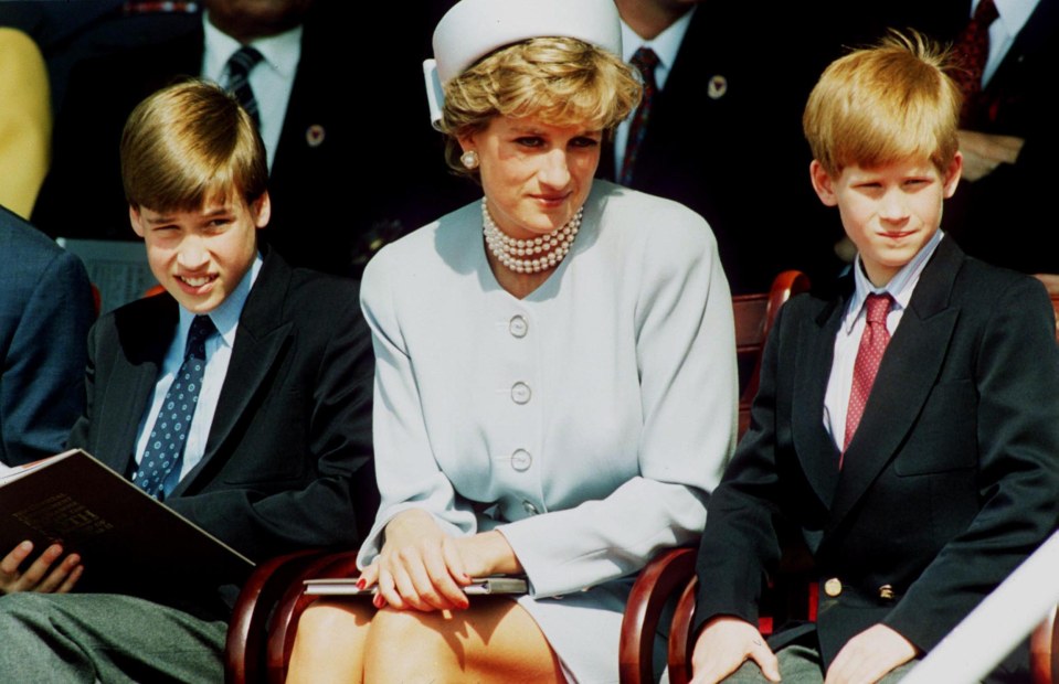 Princes William and Harry as children with their mother, Princess Diana