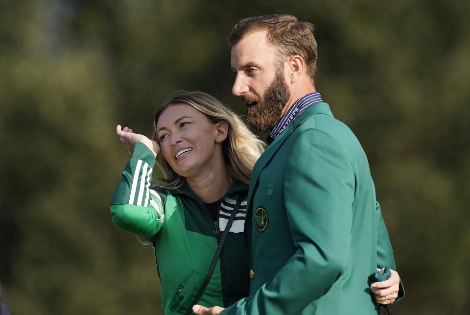  2020 Masters champion Dustin Johnson, with his fiancee Paulina Gretzky