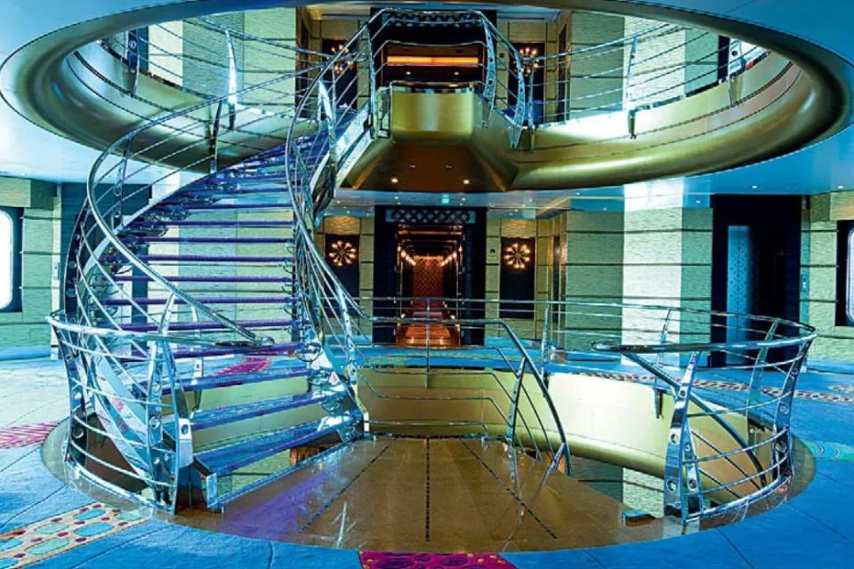 Amazing spiralling staircases fill up the interior of the stunning vessel