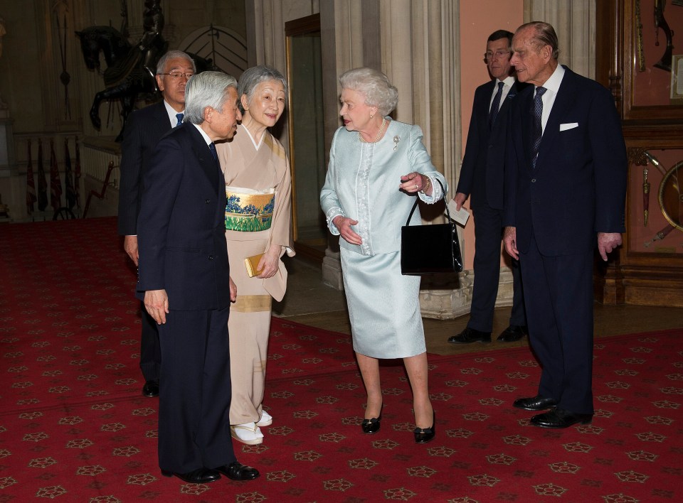 I’m honoured to say this photo is in the Windsor Castle archive. As part of her 2012 jubilee celebrations, the Queen invited Japanese Emperor Akihito and Empress Michiko for lunch at the castle and their presence was a real tribute to the Queen and Prince Philip