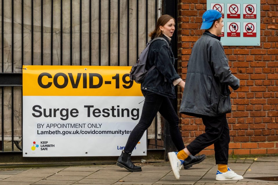 People in Lambeth and Wandsworth are being urged to get a Covid test due to a "significant" cluster of South African variant cases. Pictured: A testing hub in the Lambeth borough on February 25