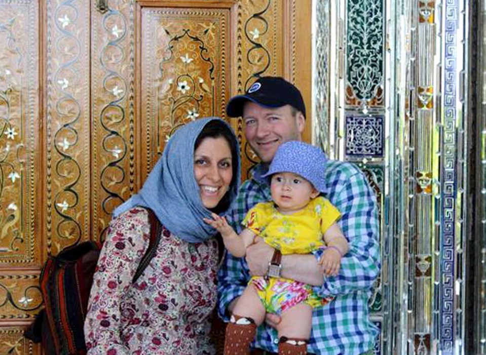 Nazanin pictured with her husband and daughter