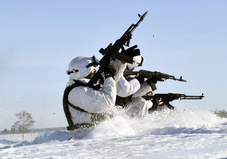 Troops took part in war games in the Arctic this week as Russia builds up its military presence