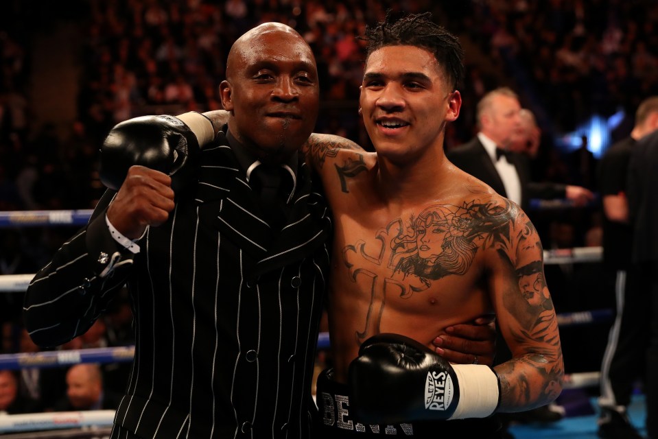 Nigel, 57, celebrates with his son Conor Benn, also a pro boxer