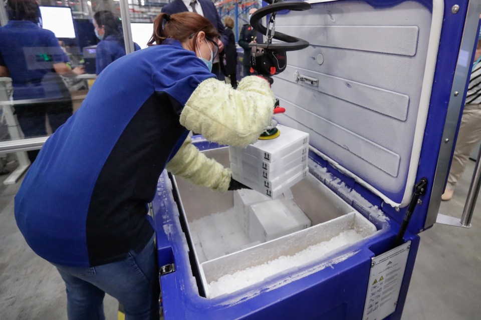 The Pfizer jab has to be stored in a freezer compartment and is taken out just before it is administered